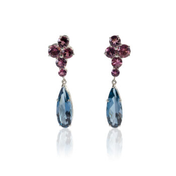 1 Earrings - White Gold, Tourmalines and London Blue Topazes
