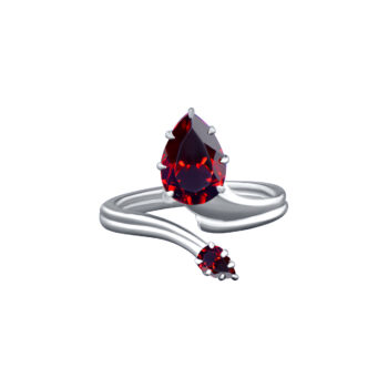 23 Ring - White Gold and Red garnets