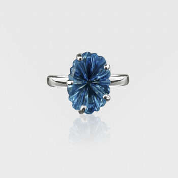 37 Ring - White Gold, Diamonds and Swiss Blue Topaz View 1